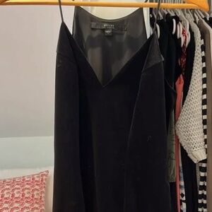 Guess Black Velvet Fitted Mini Dress